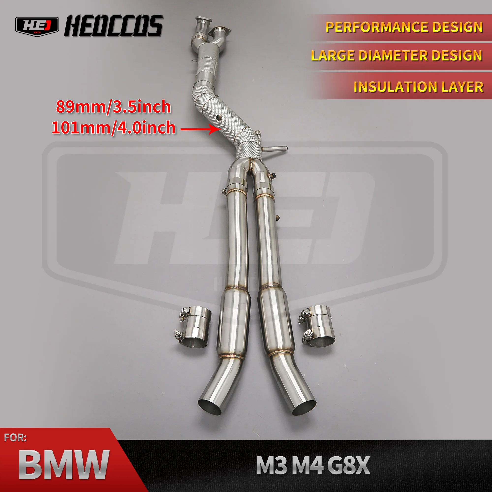 

HEO 3.5 Inch S58 G80 M3 Single Midpipe for 2020+ BMW M4 G82 G83 M3 G80 Resonated Midpipe Inching Competition (RWD & AWD)