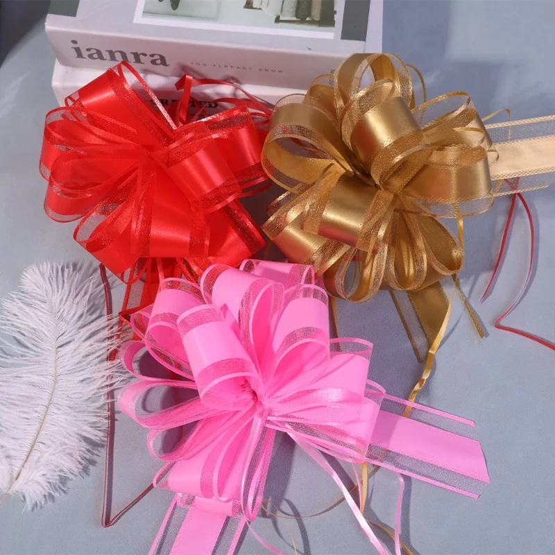 10/1PCS Pull Bow Gift Ribbons Flower Wrappers For Wedding Events Adornment Birthday Christmas Party Car Decor Gifts Box Bows