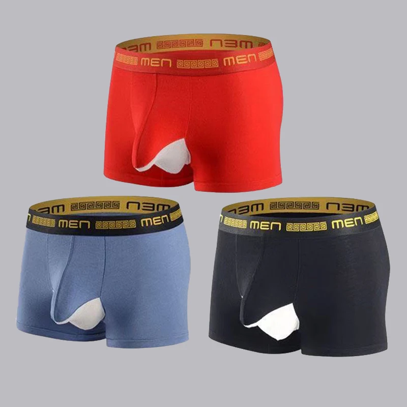 3Pcs Men Underwear Boxer Shorts Briefs Modal Comfortable Breathable Separates Scrotum Design Bulge Pouch Male Panties Underpants