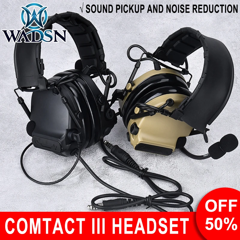 

WADSN-Tactical ComtacIII Headset Pickup And Noise Reduction Headphone Civilian C3 Hunting Earphone for Walkie-Talkie PTT Radio