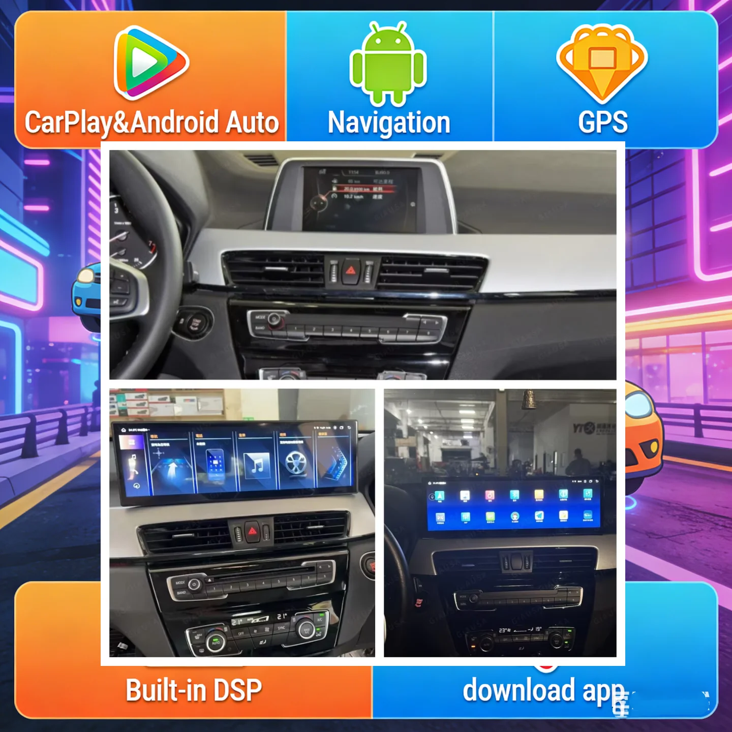 

Touch Screen Android 13 Carplay For BMW X1 F48 X2 F49 2016-2021 Car Multimedia Player GPS Navigation Auto Radio 4G Head unit