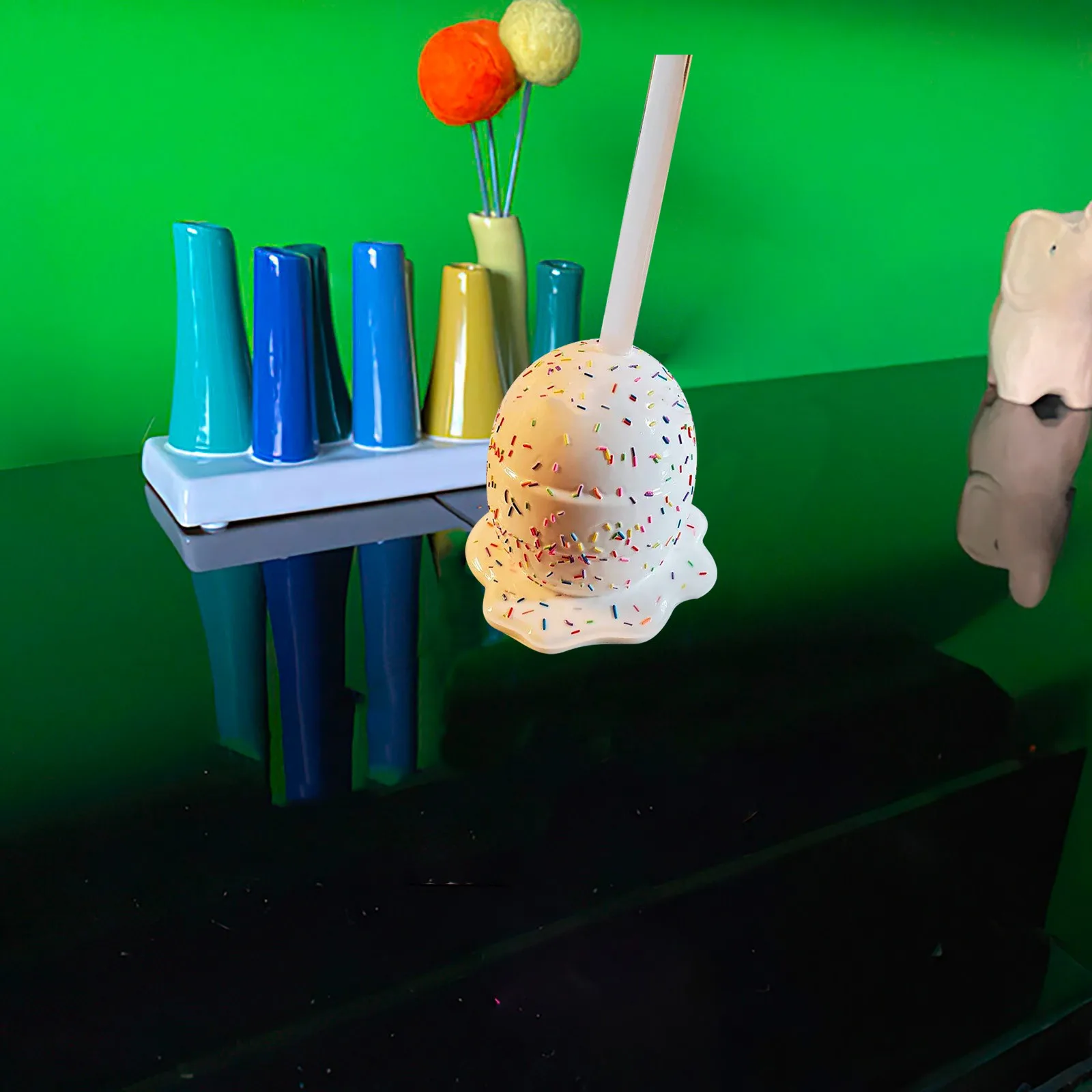 Colorful Melting Ice Cream Model Ornament Realistic Artificial Lollipop Resin Decoration Crafts For Home Decoration view 4
