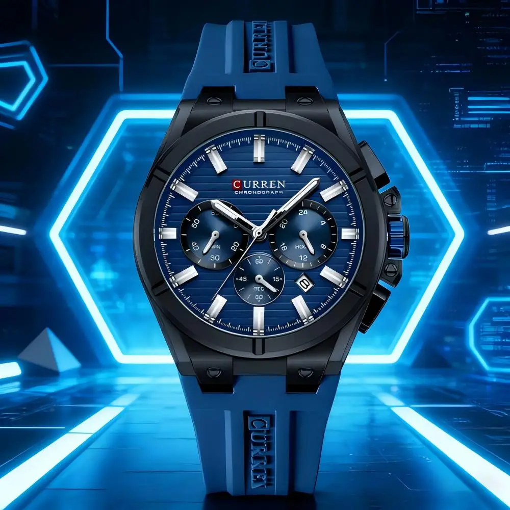 CURREN Luxury Military Men Watch Waterproof Luminous Date Sport Man Wristwatch Chronograph Silicone Strap Quartz Men's Watches