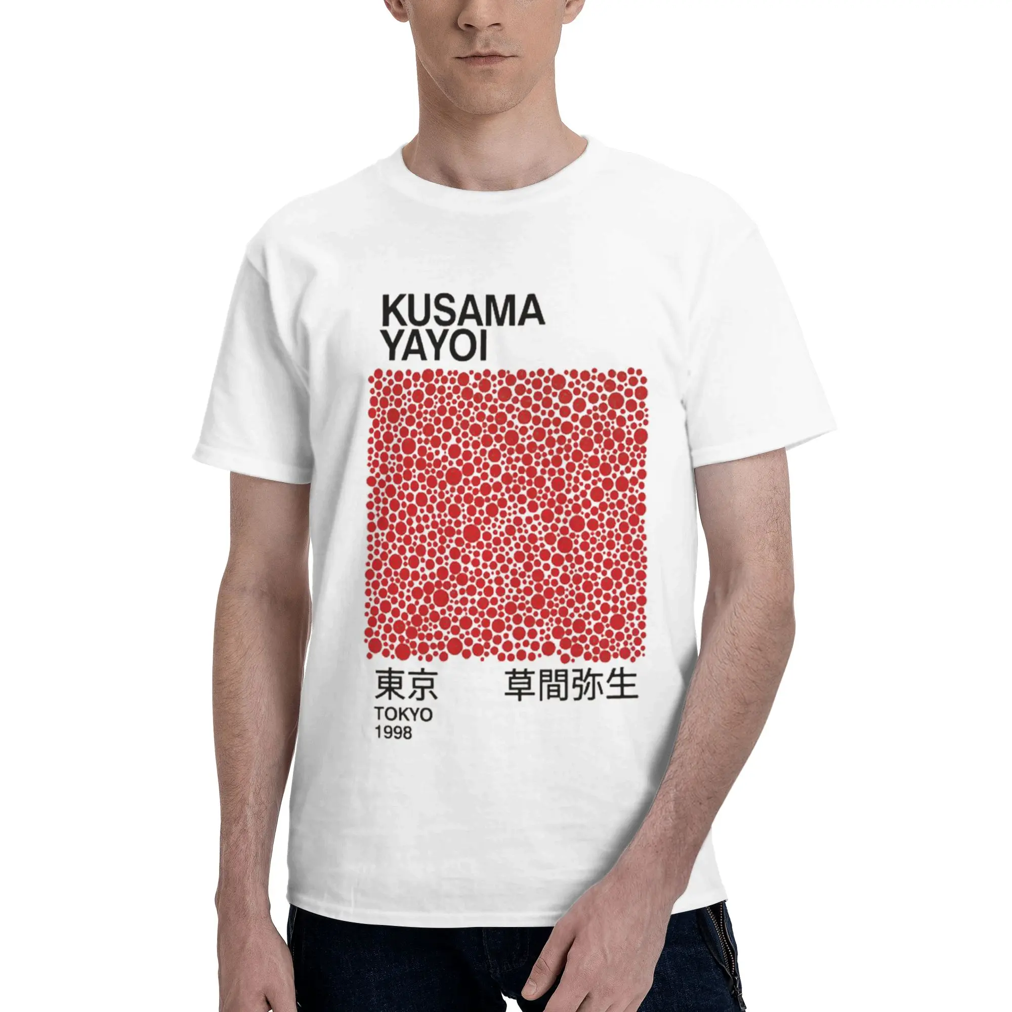 

Yayoi Kusama футболка из 100% хлопка с абстрактной живописью, мужские модные футболки, мужские футболки с круглым вырезом и коротким рукавом, S-6XL