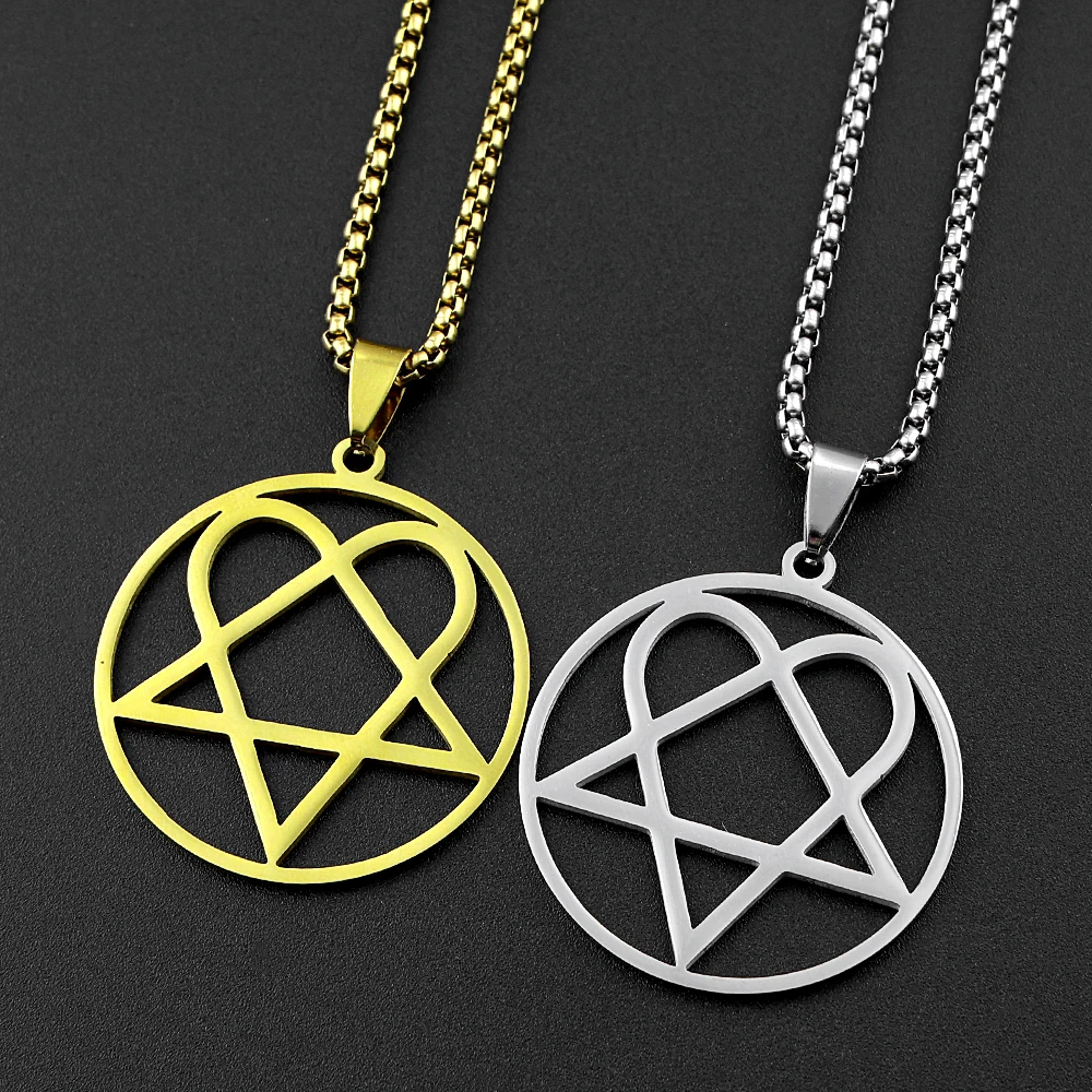 Heartagram Star Heart Him Kette für Männer und Frauen, Edelstahl, Musikband, Egirl, Hiphop, Anhänger, Halskette, Vintage-Schmuck, Geschenke – Detail 6