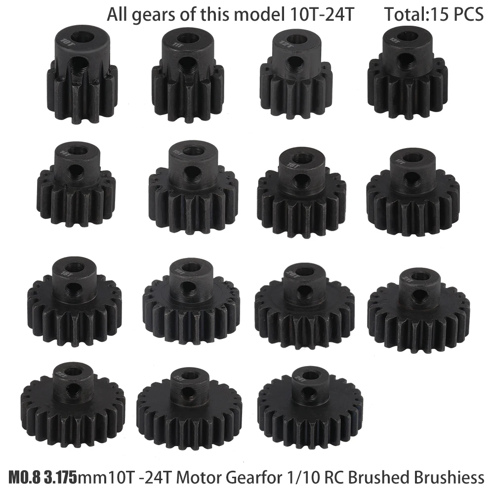 

Моторная Шестерня M0.8 3,175 мм из закаленной стали 10T 11T 12T 13T 14T 15T 16T 17T 18T 19T 20T 21T 22T 23T 24T для радиоуправляемый автомобиль 1/10