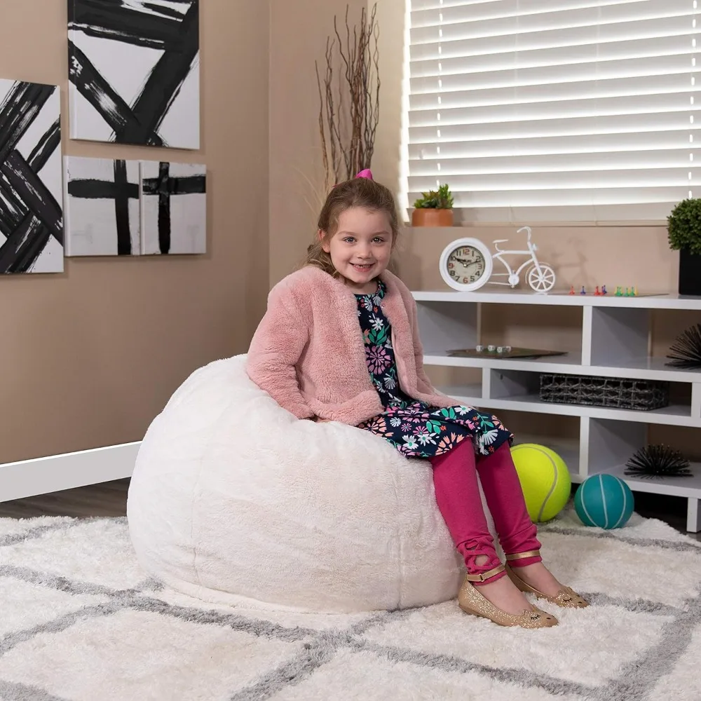 

Small Furry Bean Bag Chair Kids and Teens Comfortable supportive seating your living room, bedroom, dorm, playroomor classroom