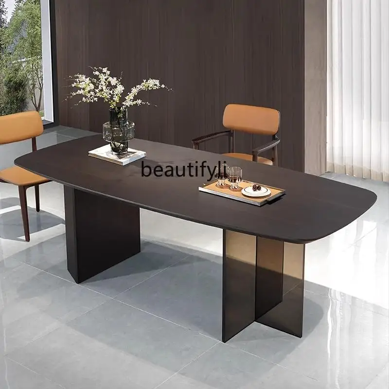 

Italian minimalist dining table acrylic transparent table legs modern household dining table, legs light luxury designer