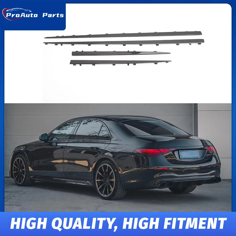 

For Benz S-Class W223 S63 Dry Carbon Fiber Side Skirt Trim W223 Dry Carbon Side Skirt Extensions OEM Replacement