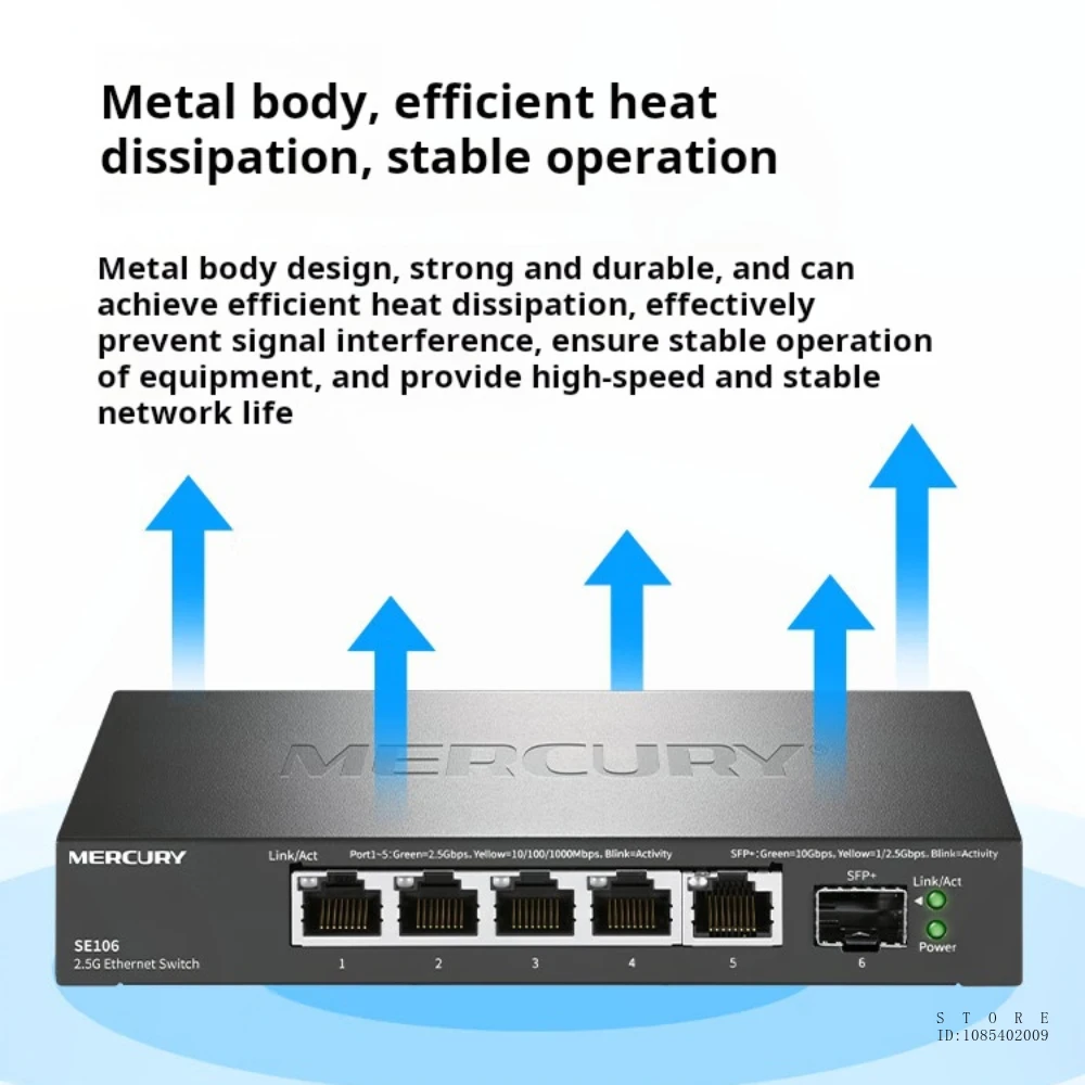 MERCURY 5-port 2.5G Switch 2500mbps Rj45, 5*2.5GE+1*SFP+ Port , Network Hub and Splitter, Plug and Play,10g Sfp Switch ,SE106