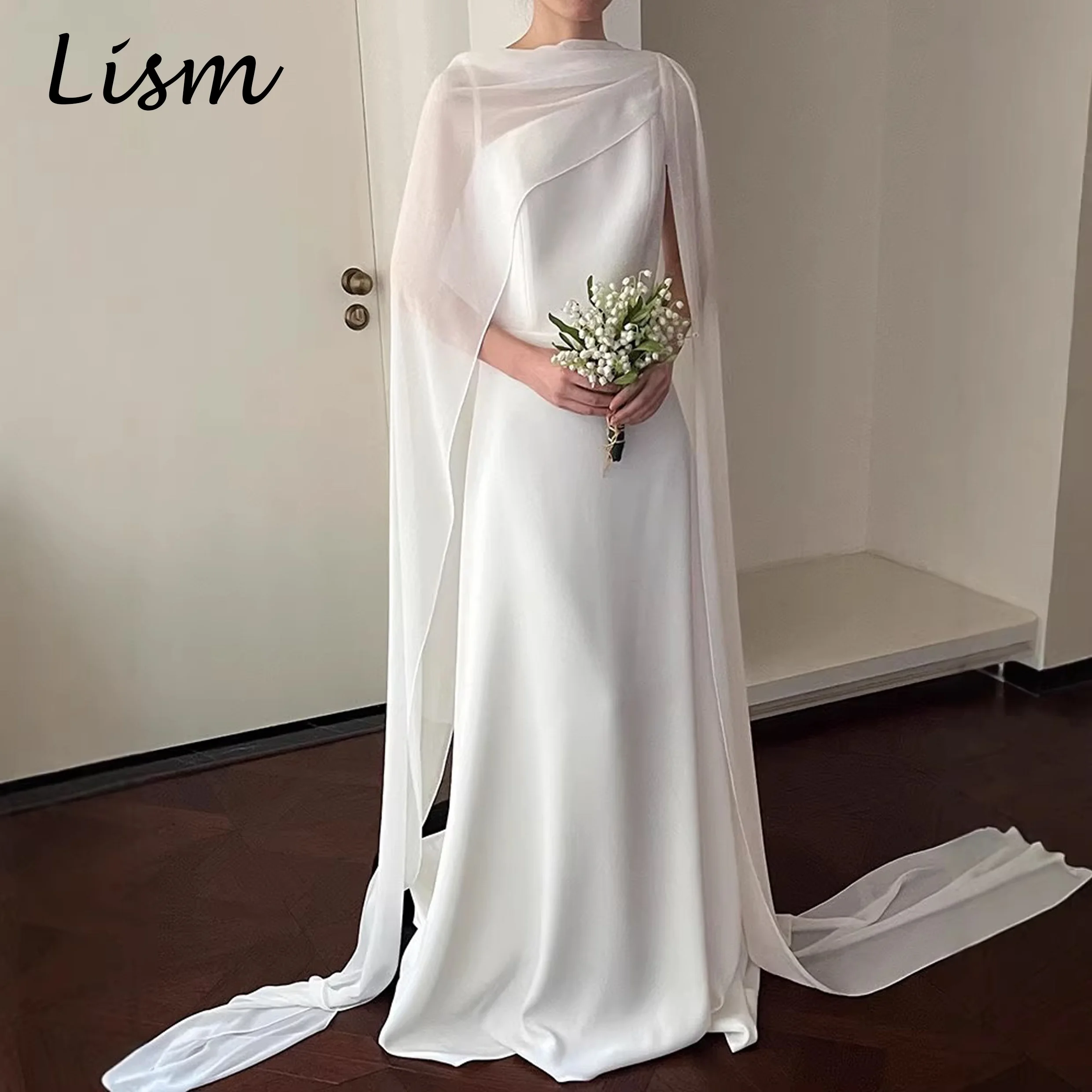Lism Elegantes Einschultriges Hochzeitskleid A-Linie Bodenlang Chiffon-Schal Korea Hochzeitskleid für Fotoshootings 웨딩드레스 2026 Maßanfertigung
