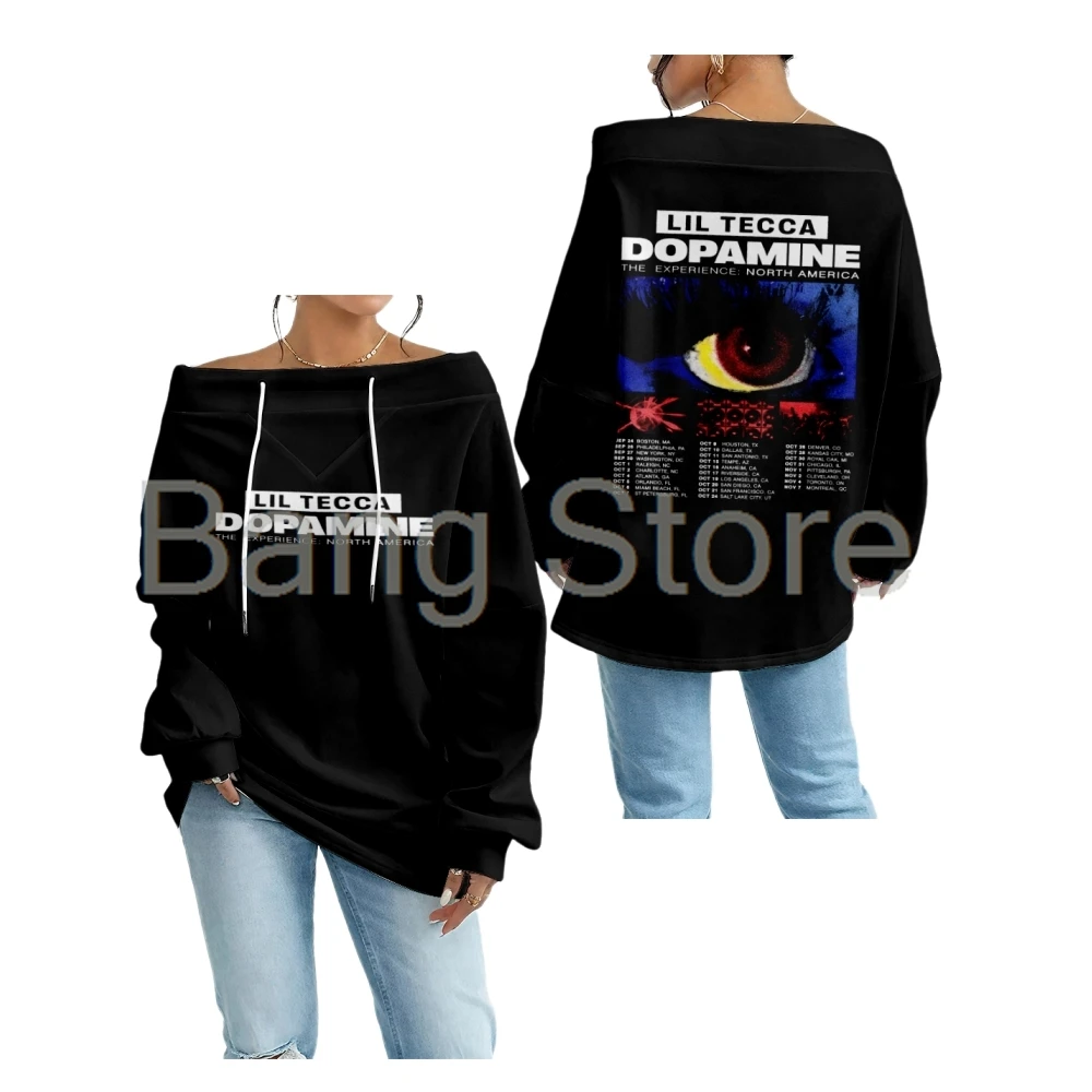 ลิล เทคก้า ดีโอปามีน เอ็กซ์เพิร์นซ์ ทัวร์อเมริกาเหนือเสื้อคอเรือผู้หญิงแขนยาวลำลองเสื้อผ้าสตรีท ‌