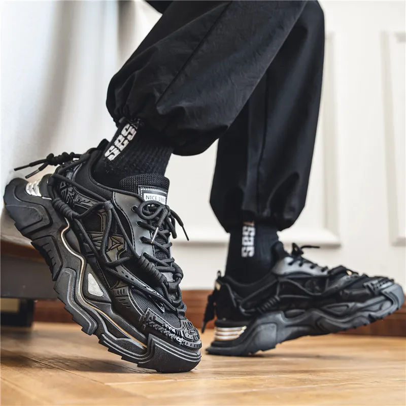 

Men's Chunky Sneakers 2026 New Streetwear Platform Shoes Breathable Mesh Non-slip Casual Running Shoes Fashion Thick Sole Shoes
