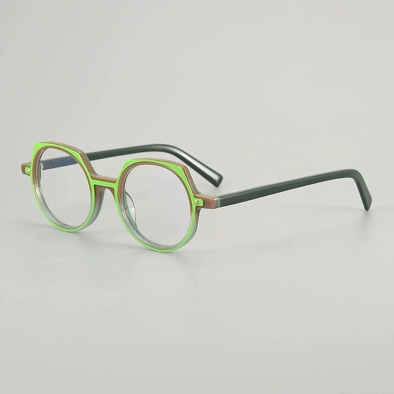 

Belight Optical Vintage Irregular Shape Handmade Colorful Combine Acetate Retro Eyeglasses Frame Prescription Lens GP087