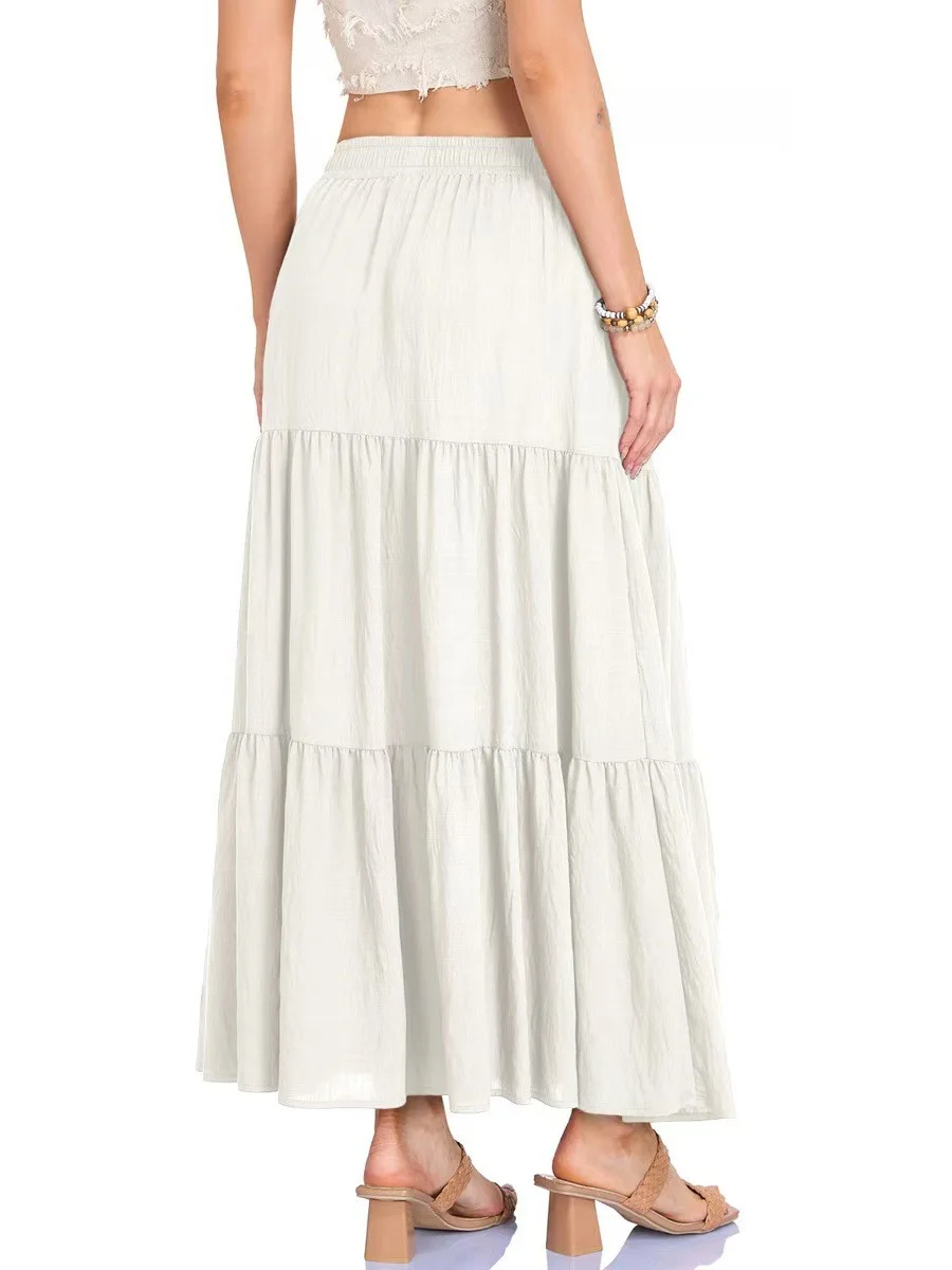 ارتفاع الخصر الربط تنورة عادية Faionable ألياف البوليستر ألف خط تنورة مرونة الخصر السيدات تنورة الخريف الموسم