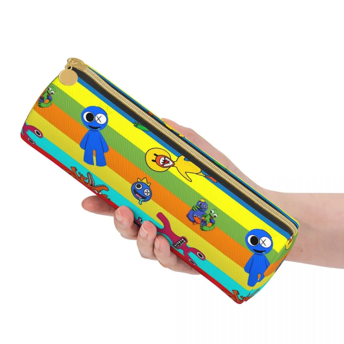 Imagem -03 - Super Colorido Rainbow Amigos Lápis Estojo de Couro Pen Capacidade Bolsa Zipper Papelaria para Estudantes Tablet Gamer Escola