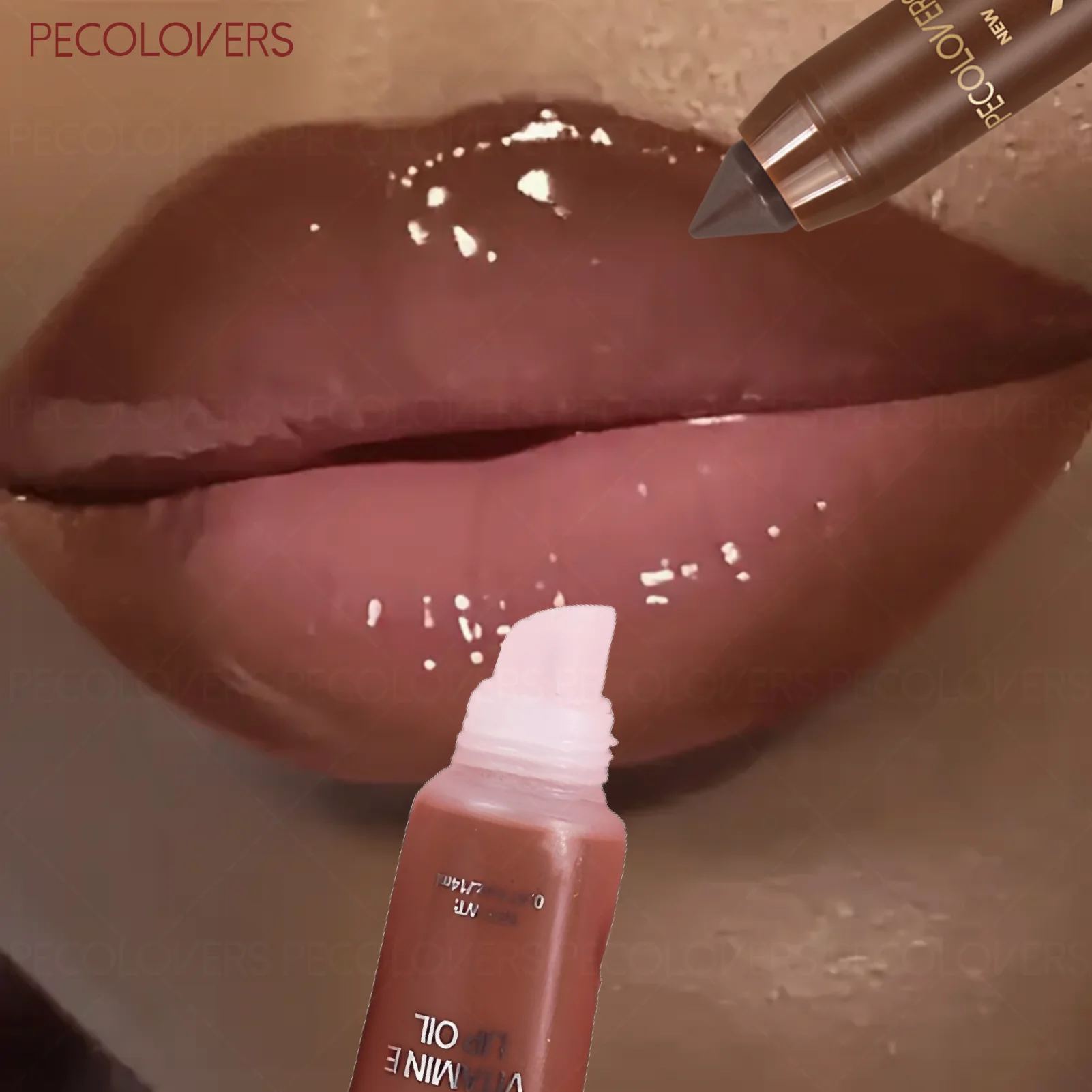 1 セットの保湿リップグロスとリップライナーペン、3D の精度で唇を定義、べたつかないウォーターグロスルック、毎日のメイクアップ