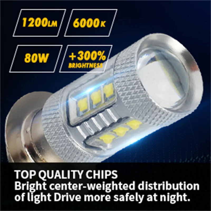 2PC H6M 80W LED Front Headlight Bulbs for Yamaha ATV Rhino 700 Raptor 125 250 700R Grizzly 125 350 450 YFM250 YFM350 YFM700