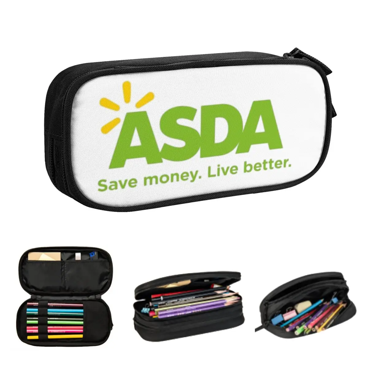 ASDA Save Money. Live Better Pencil Cases Large Storage Pen Bags Pen Box Pencil Pouch For Boys Girls Stationery School Office