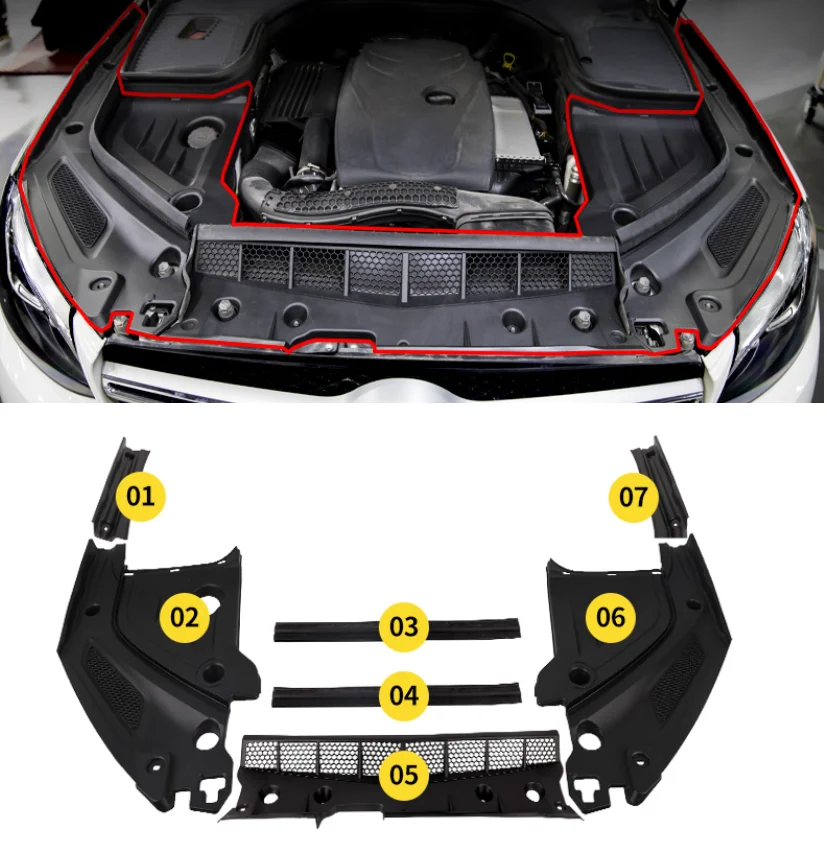 Car Engine Compartment Protecting Mask Heat Shield Protection Cap Dust protective cover For Mercedes-Benz GLC 2016 - 2019