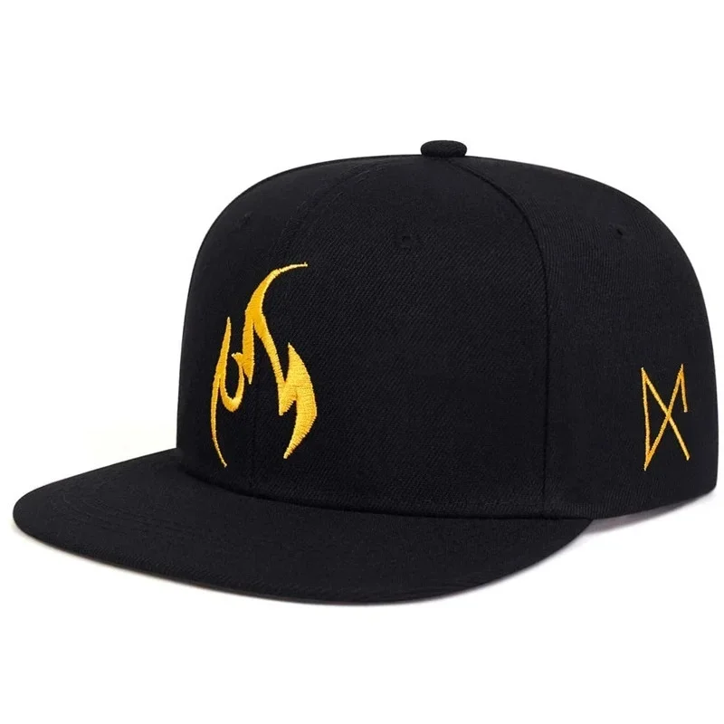 Unisex Flame Embroidery Hip-hop Hats Outdoor Adjustable Casual Baseball Caps Sunscreen Hat