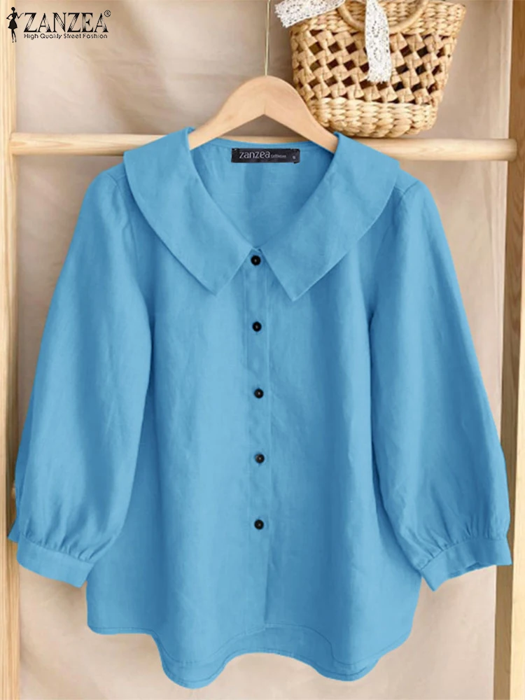 

Stylish Autumn Shirts ZANZEA Women Long Sleeve Blouses Elegant Solid OL Work Shirt Casual Button Down Blusas Woman Tops Oversize
