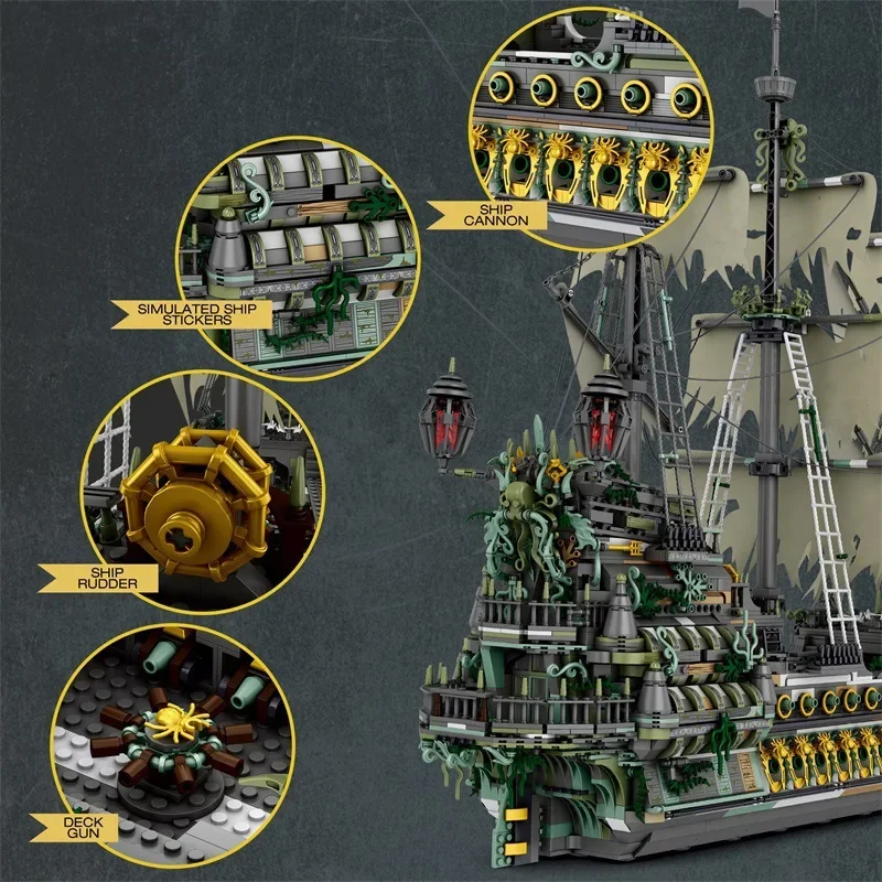 5865PCS Flying Dutchman Pirate ship building blocks Ghost ship model building blocks Assemble DIY toys, gift desk decorations