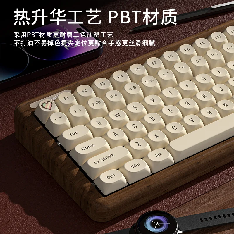 Retro Wooden Keyboard Custom Wireless Walnut RGB Hot Swap Ergonomics Tri Mode mechanical Keyboard Tofu Keycaps Game Accessories