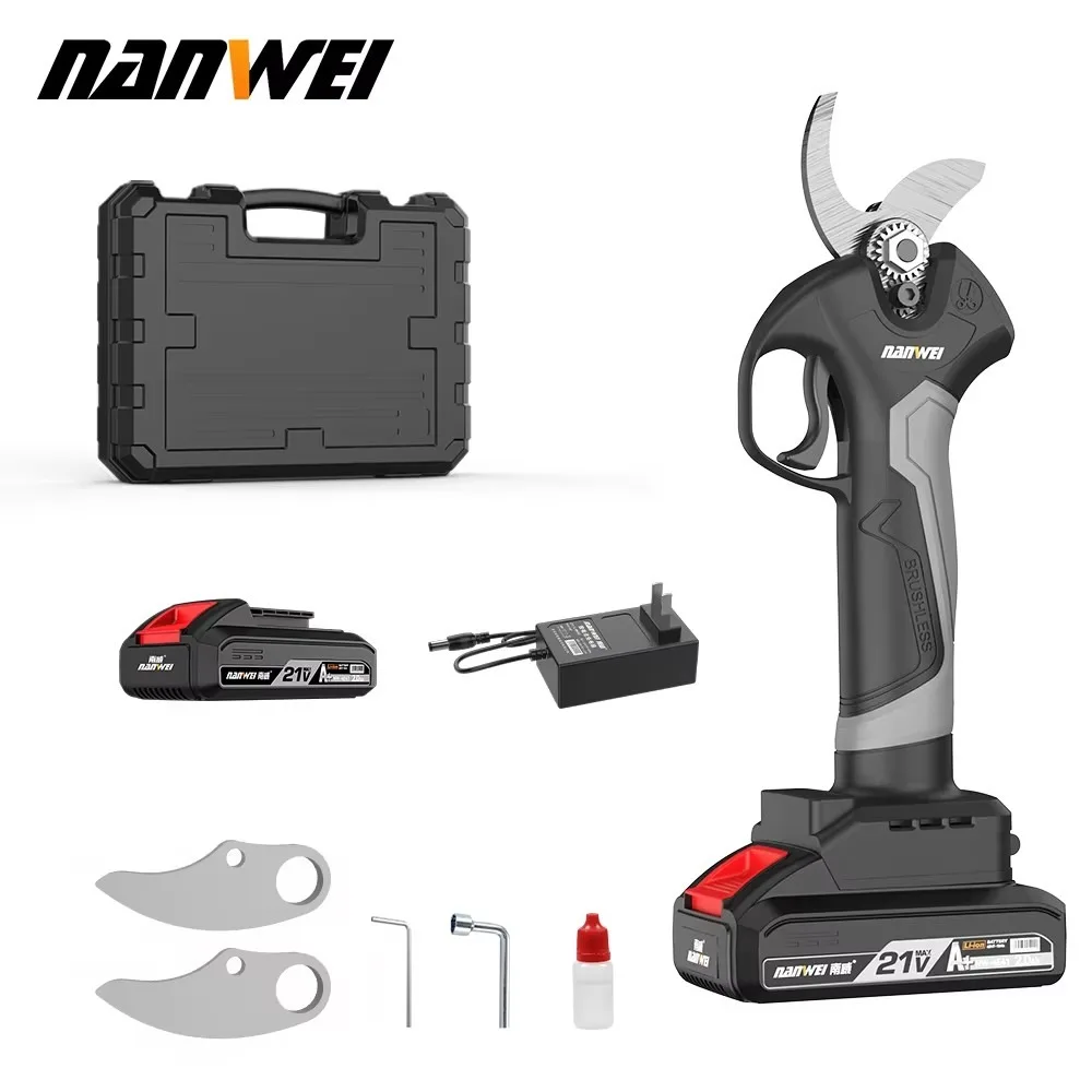 21V Cordless Electric Pruner Anti-Slip Grip Efficient for DIY Landscape Fruit Trees Bonsai Metal PTFE Garden Tool