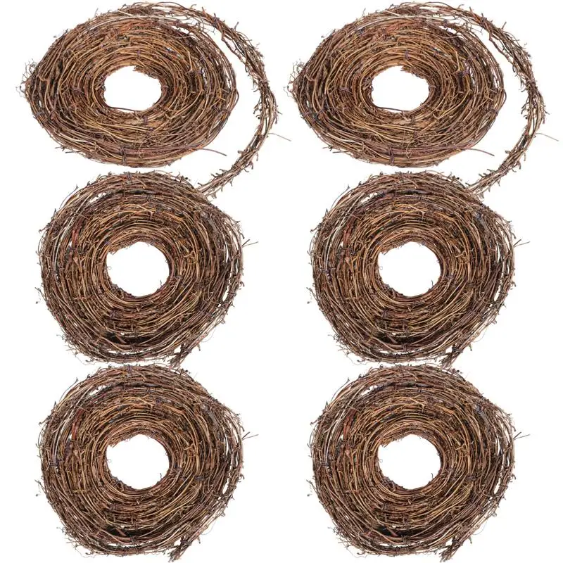 6Pcs DIY Crafts Natural Grapevine Twig Vines 15 Feet Vines Garland Wreaths For Wedding House Holiday Door Vase Wall Decoration