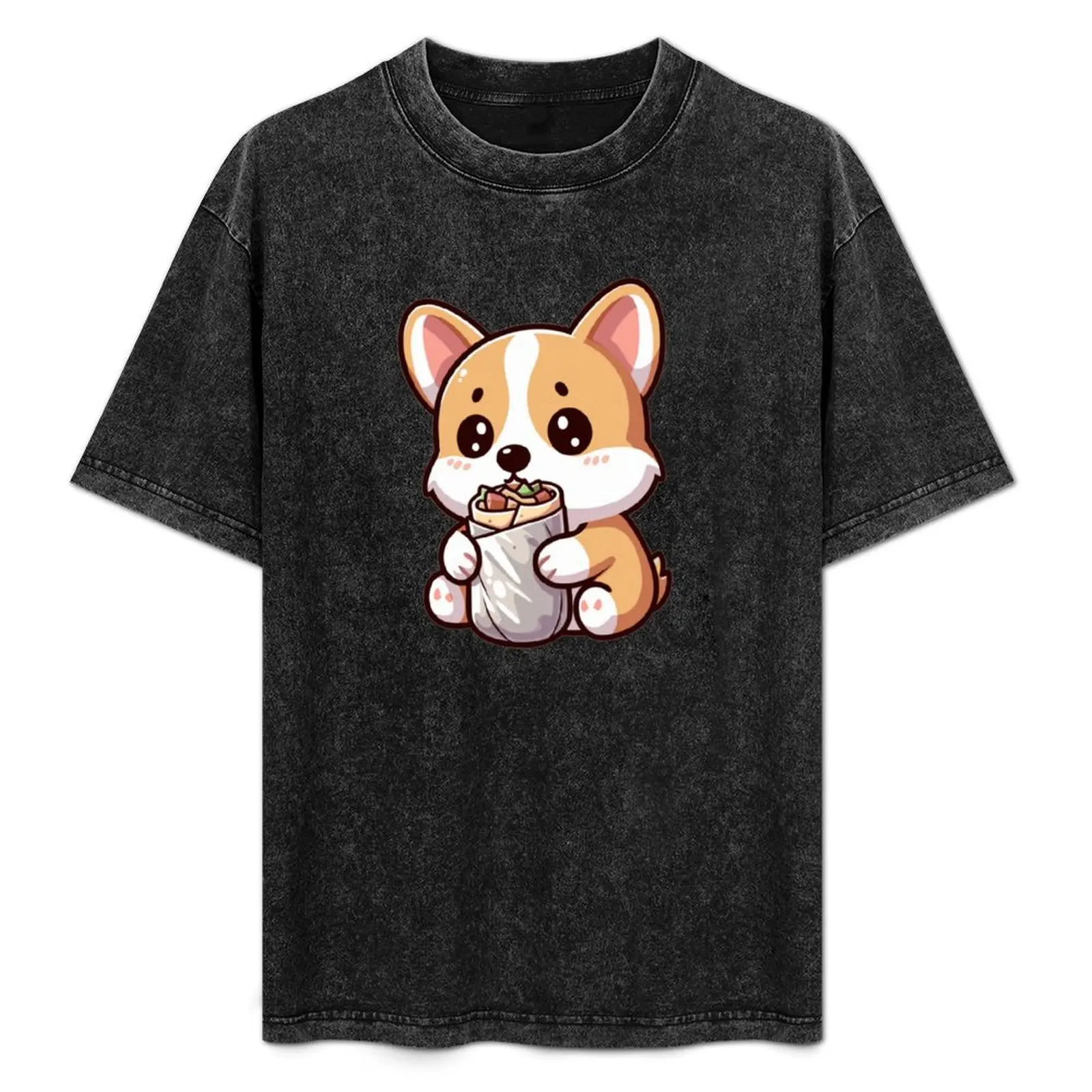 Cute Puppy Holding A Burrito T-Shirt Blouse blanks oversized t shirt funny t shirts for men