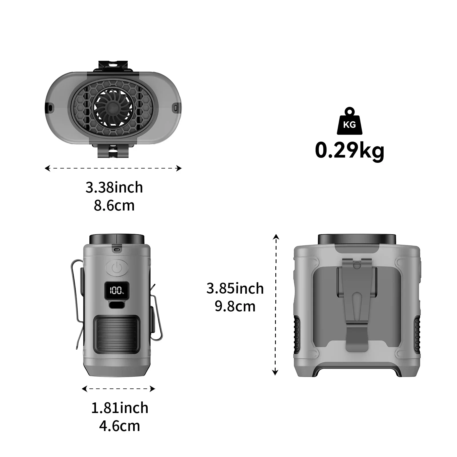 Ventilador portátil de cintura ao ar livre, Ventilador de pescoço suspenso, Vento forte com Power Bank, Iluminação LED para Sports Courier, Trabalho