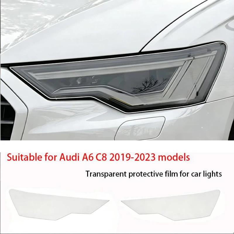 

For Audi A6 C8 2019-2023 TPU Transparent Smoked Black Headlight Protective Film Anti-Scratch Sticker Repair Cover