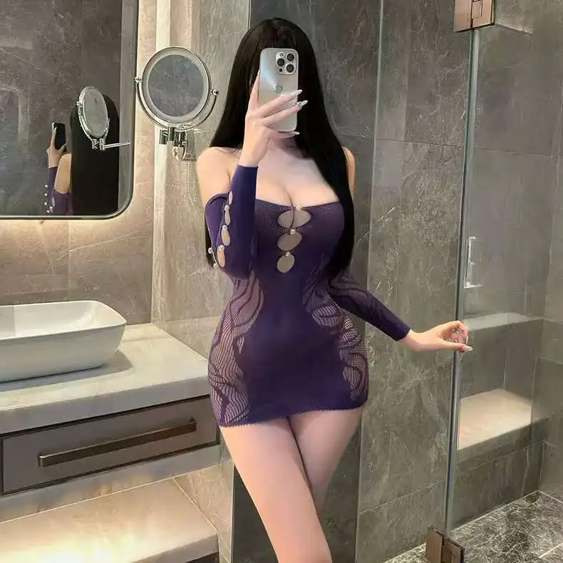 Mu مثير الرغبة النقية كلمة واحدة الكتف فستان الأخت الملكي سليم الجسم التفاف الورك جوفاء مفتوحة المنشعب الحرة المياه القمر اللؤلؤ صافي معطف