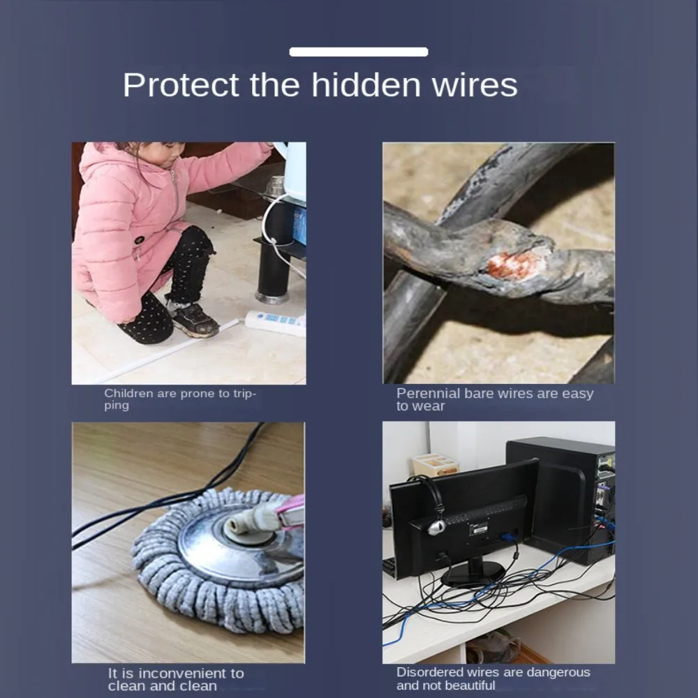 Cable Cover Anti-extrusion Floor Cord Cover Square Self-Adhesive Cord Protector Durable Wire Organizer Home Outdoor