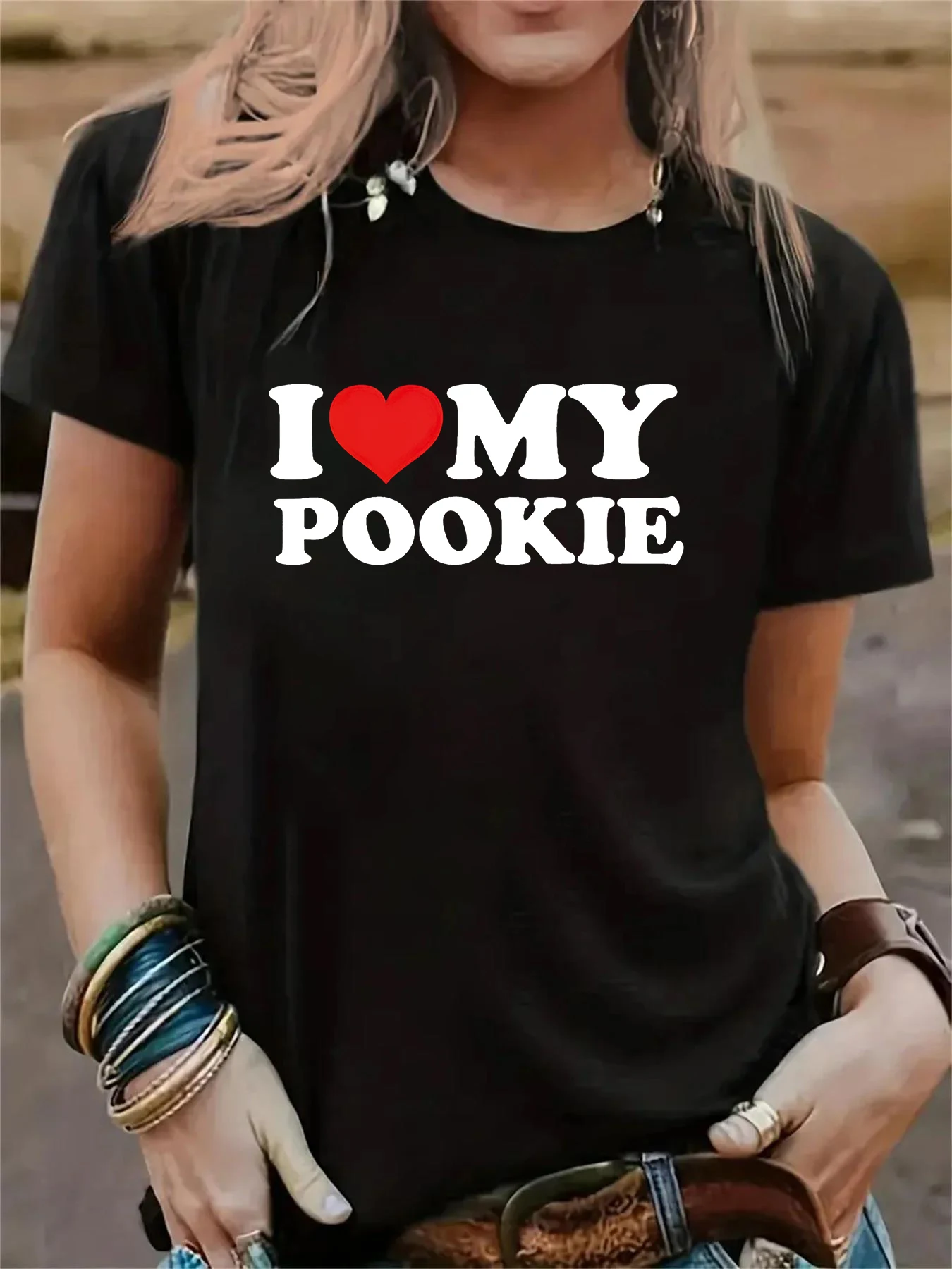 I Love My Pookie Women Printed T Shirt Fashion Tshirt 90S Harajuku Y2K Female Short Sleeve Casual Top Tee Shirts Cute T-Shirt