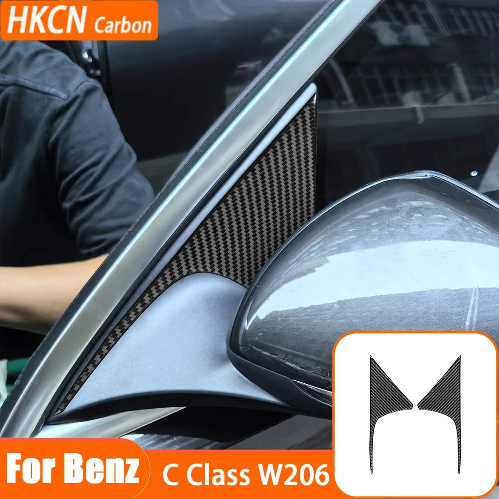 

For Benz C-Class W206 2022+ Car Accessories Outer A-pillar Door Post Decorative Panel Carbon Fiber Exterior Sticker Modification