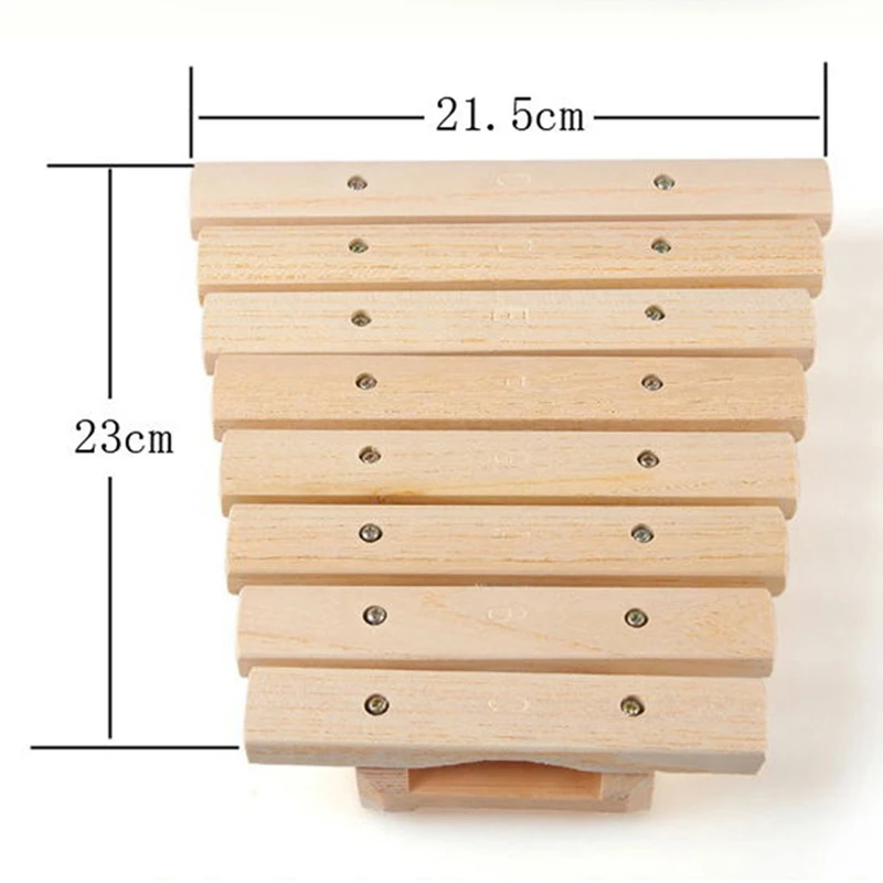 Xilófono de madera Natural para niños, 8 tonos de percusión de juguete, instrumento Musical para desarrollar música