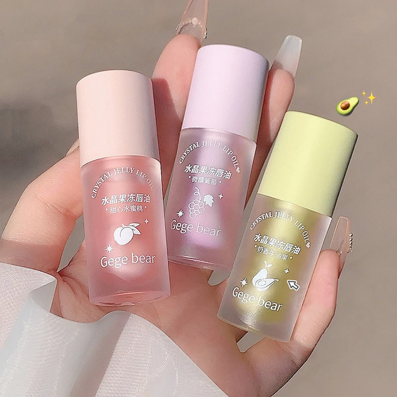 Fruity Crystal Jelly Lip Oil Lipstick Hydrating Plumping Lip Coat for Clear Lip Plumper Serum Tint Lips Care Makeup Cosmetic