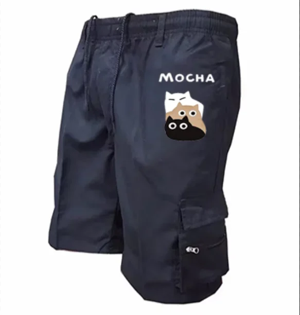 Men's Tactical Shorts Summer Casual Cargo Shorts Knee-length Multi-pockets Elastic Waist Work Hiking Overalls Short Pants Male