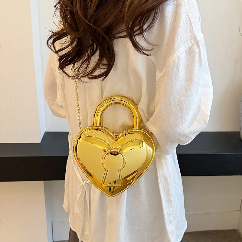 Heart Shaped Handbags for Women 2024 New Candy Color Cute Evening Bag Luxury Fashion Mirror Acrylic Box Party Woman Shoulder Bag