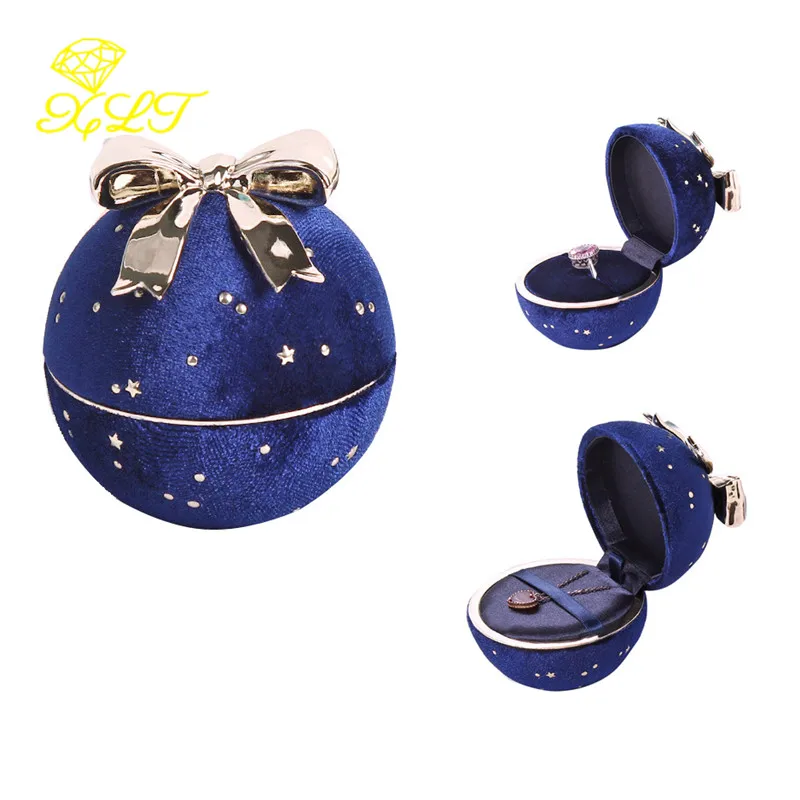 Gypsophila Round Jewelry Box Creative Corduroy Bow Ring Box Jewelry Boxes and Packaging For Ring Earring Pendant Organizer