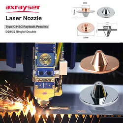 Raytools Laser Nozzles HSG TypeC D28/D32 M11/M14 HANS Precitec WSX Double Layer Head Fiber Laser Cutting Machine Part Consumable