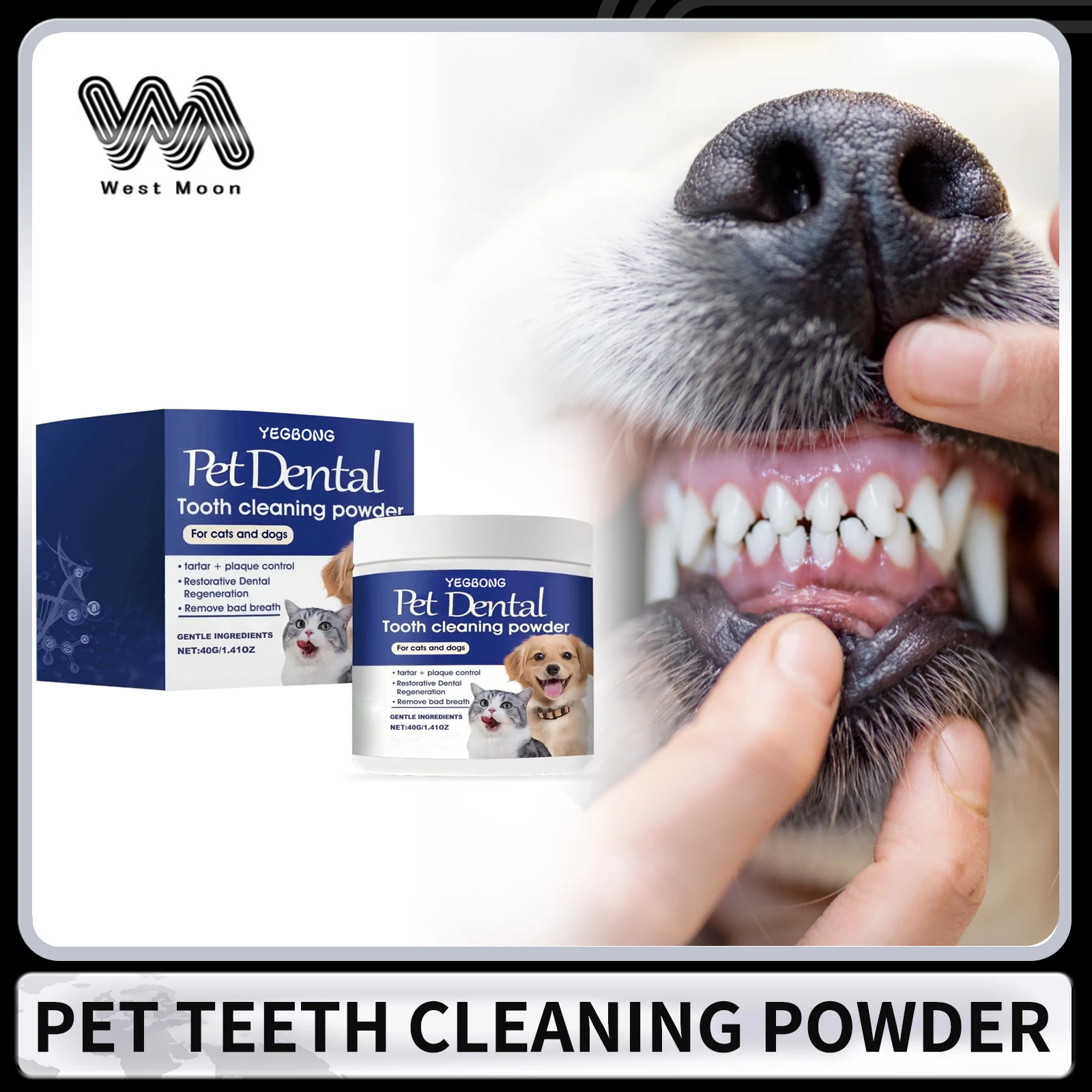 Pet Teeth Cleaning Powder for Dog and Cat Teeth Cleansing Remove Tartar Odor Reduce Bad Breath Keep Fresh Pet Dental Care 40g