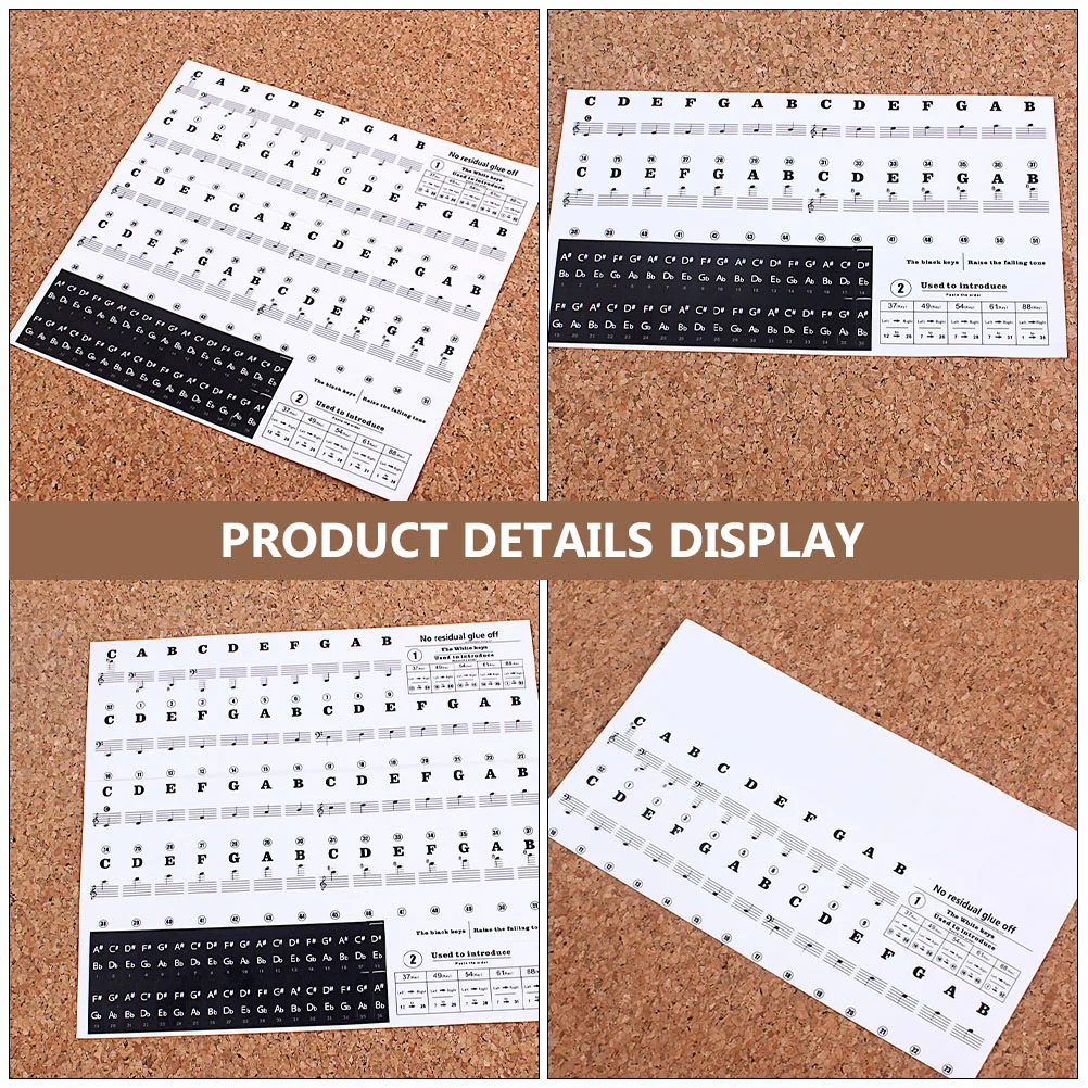 

Piano Stickers Transparent Removable 37 49 54 61 88 Keys Large Letters Bright Color Durable Layer Easy Placement Instruction