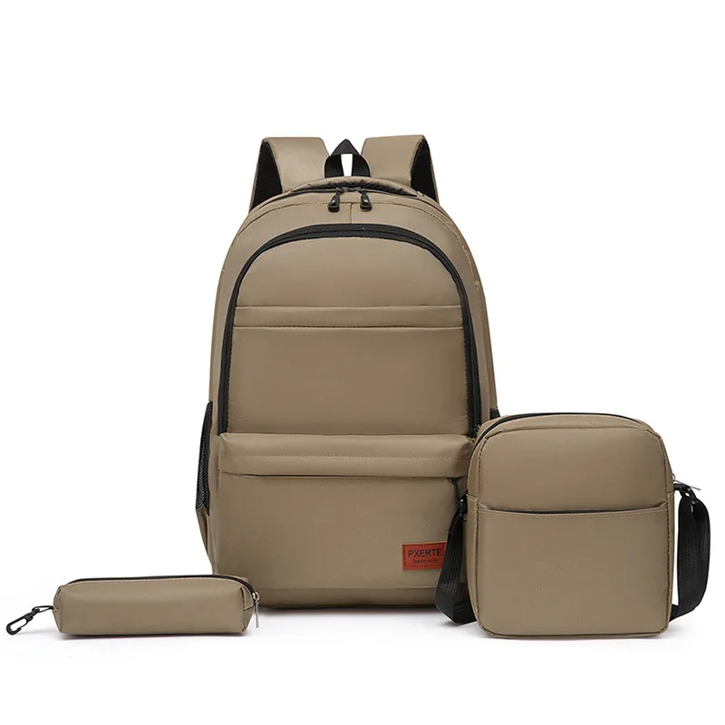 3pcs Large Capacity Backpack for Junior Senior High College Students Simple Trendy Laptop Shoulder Backpack