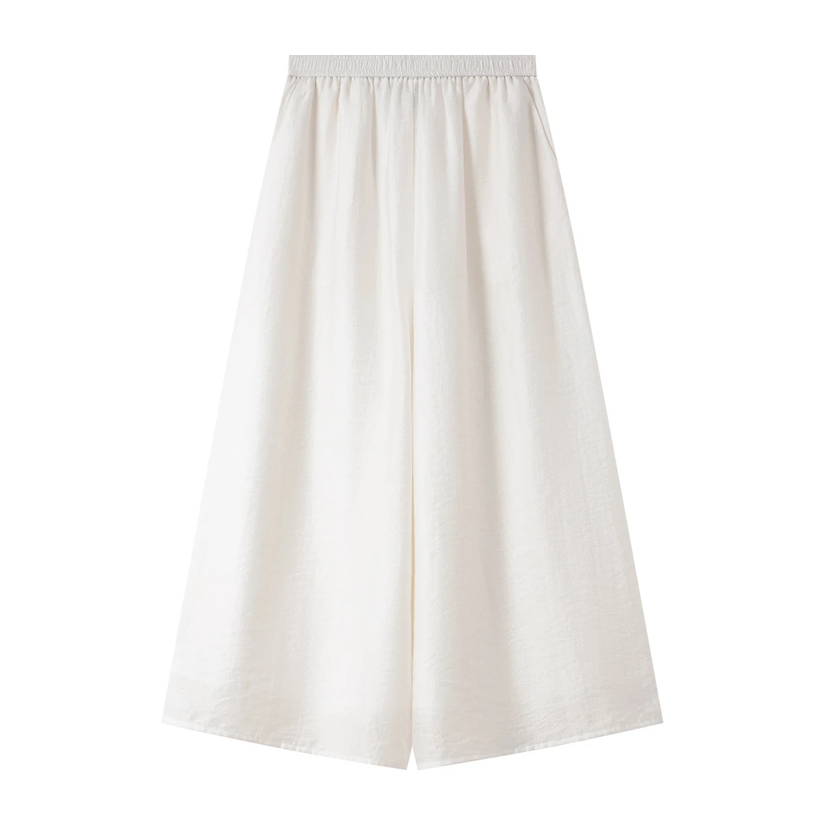 VIMLY White Nine Point Trousers Women's 2025 Summer Casual Straight Wide Leg Elegant Pants Front Pockets Woman Clothing A2190