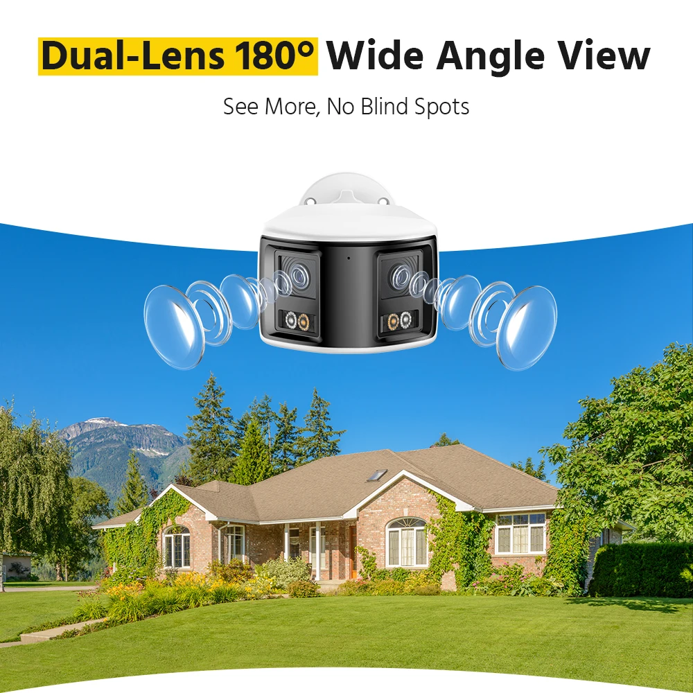 ANNKE 6MP Smart Dual-Light Panoramic Camera, 180° Dual-Lens Wide Angle, Human/Vehicle Detection, 30m Night Vision, Two-Way Audio, H.265+, 120dB WDR, IP67, PoE/DC12V, Outdoor Bullet & Dome Network Security Camera
