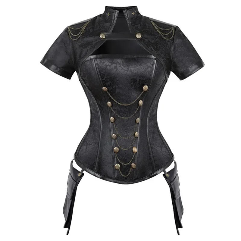 

Faux Leather Corsets Steampunk Women Sexy Gothic Retro Bustier Bodice Femme Punk Corset