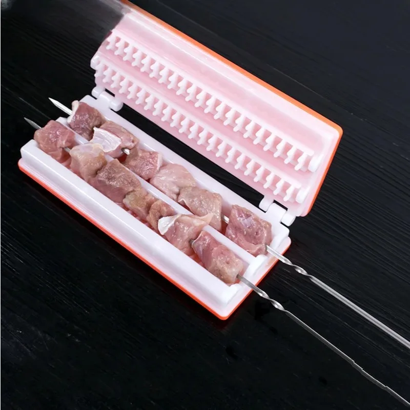

Chinese Barbecue Supplies Double Row Wear Kebab Artifact Thickened Convenient Fast Barbecue Wear Meat Machine